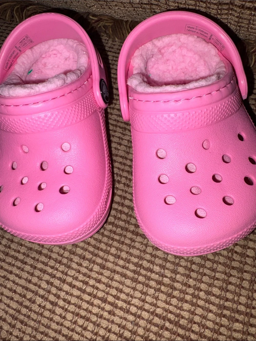 Child Size 4 Pink CROC Lined Clog Shoes